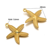 25 * 28mm Double-Sided Polka Dot Stereo Starfish 1.6mm Single Hanger Gold