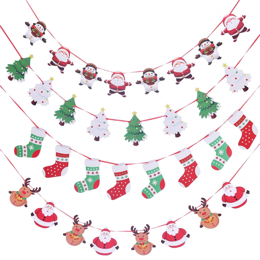 Christmas Paper Flag Christmas Window Hotel Scene Decoration Flag  Santa Claus Flag