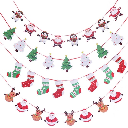 Christmas Paper Flag Christmas Window Hotel Scene Decoration Flag  Santa Claus Flag