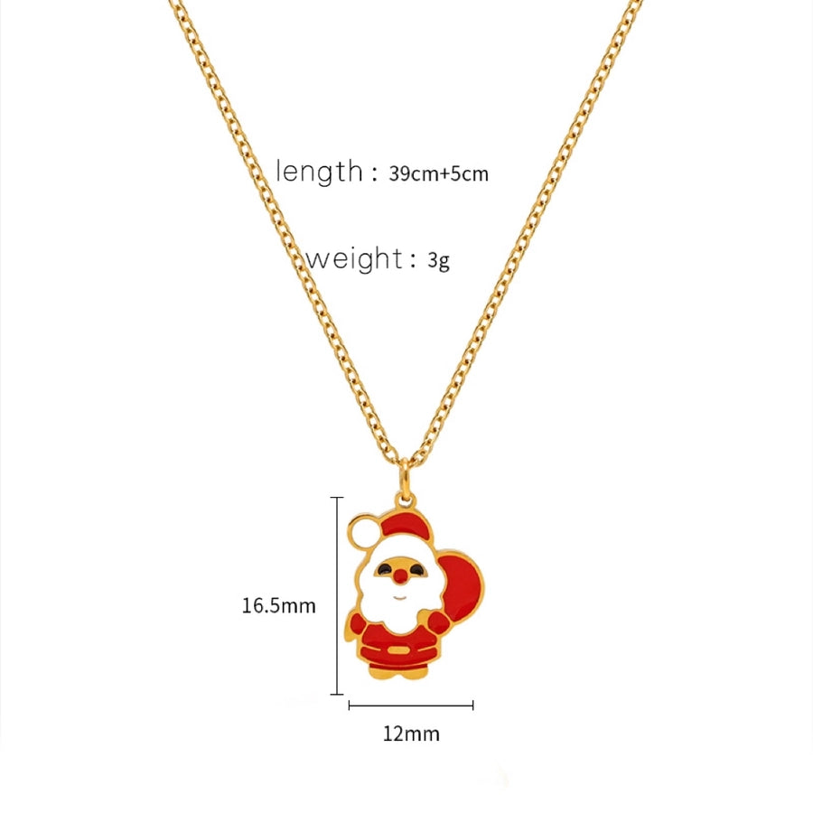 Jewelry Cute Christmas Hat Christmas Tree Christmas Socks Titanium Steel 18K Gold Plated Plating Pendant Necklace