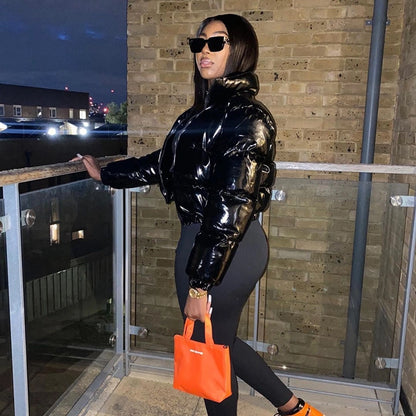 Women's Streetwear Solid Color Zipper Coat cotton clothes