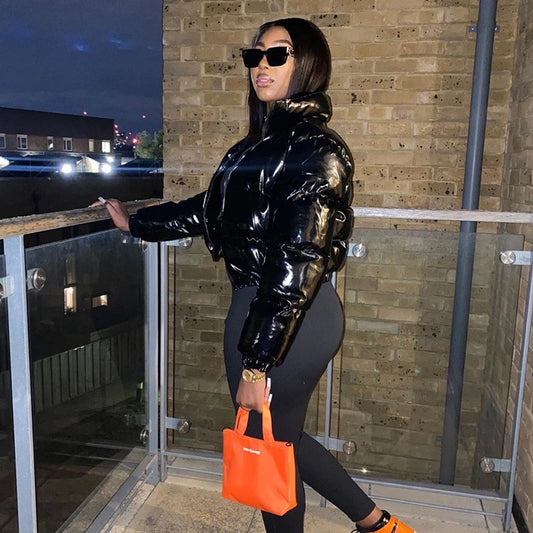 Women's Streetwear Solid Color Zipper Coat cotton clothes