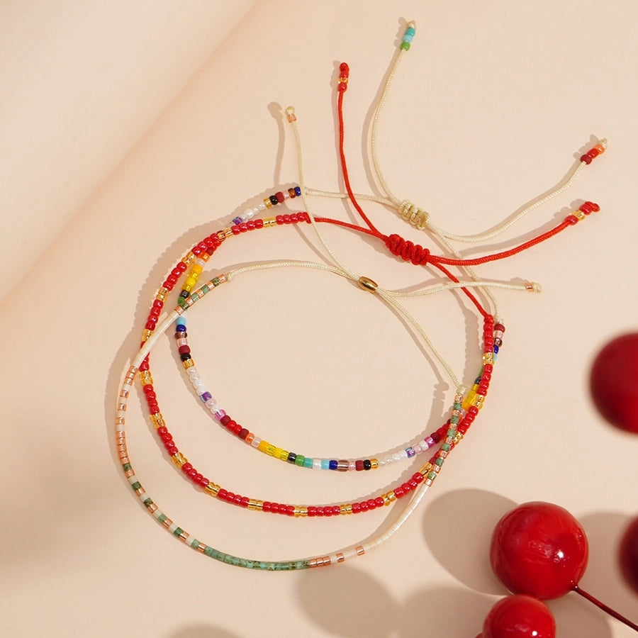 Bohemian Round Seed Bead Wax line Copper  Beaded Bracelets