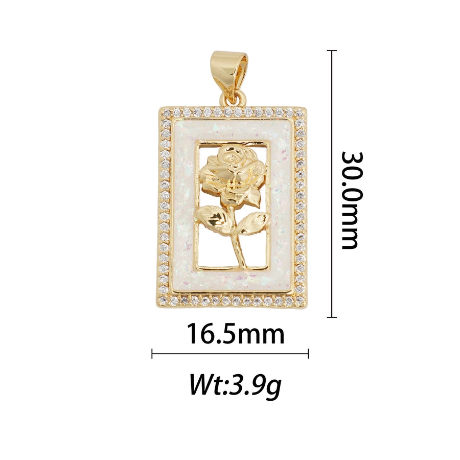 1 Piece Copper Moon Heart Shape Rose Pendant