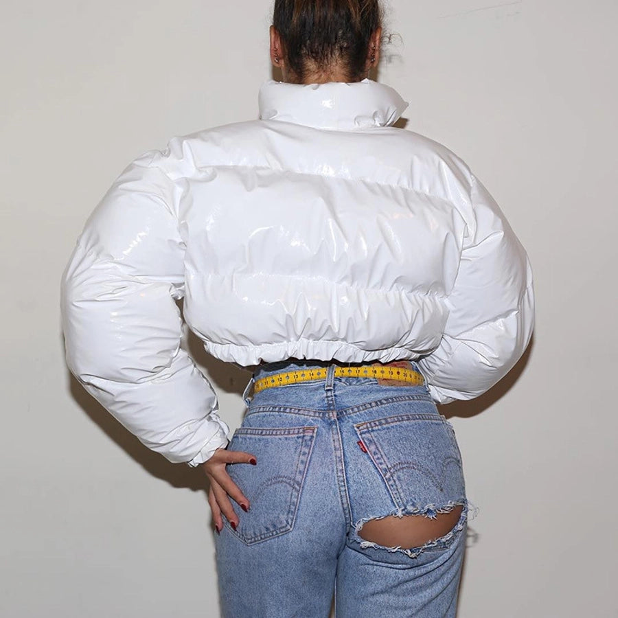 Women's Streetwear Solid Color Zipper Coat cotton clothes