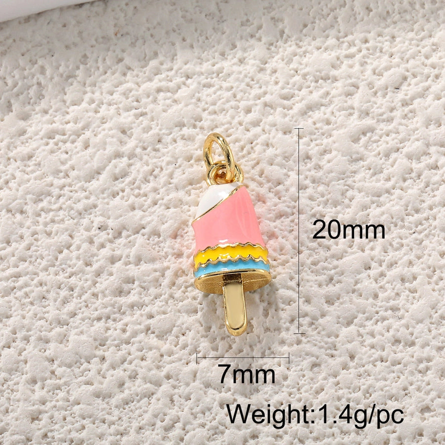 1 Piece 14mm-20mm Copper 18K Gold Plated Ice Cream Donuts Crown Pendant Jewelry Accessories