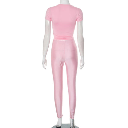 Daily Women's Streetwear Solid Color Spandex Polyester Pants Sets Pants Sets