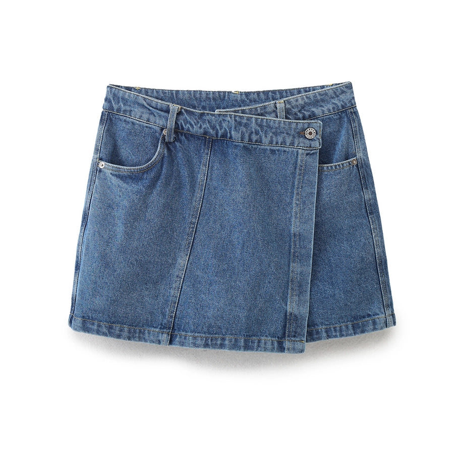 Daily Women's Simple Style Classic Style Solid Color Denim Pocket Skirt Sets Skirt Sets