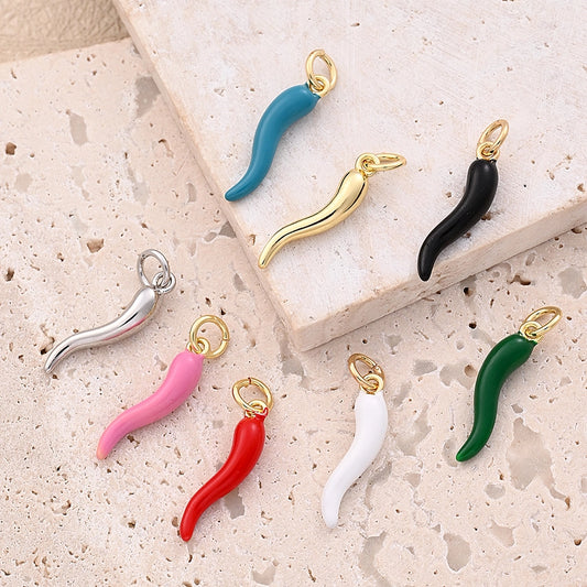 1 Pc/Package 18x4.5mm Hole 3~3.9mm Copper 18K Gold Plated White Gold Plated chili Polished Pendant Jewelry Accessories