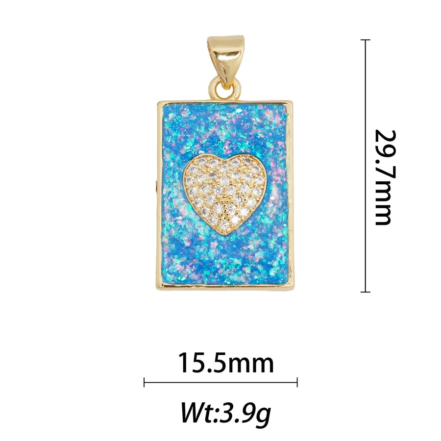 1 Piece Copper Moon Heart Shape Rose Pendant