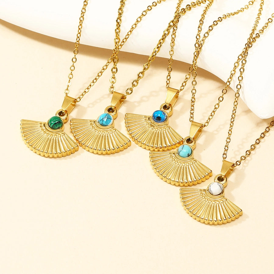 Jewelry Vintage Style Simple Style Sector 304 Stainless Steel Pendant Necklace