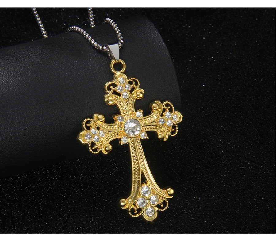 Hip-Hop Vintage Style Cross 201 Stainless Steel Alloy Plating Unisex Pendant Necklace