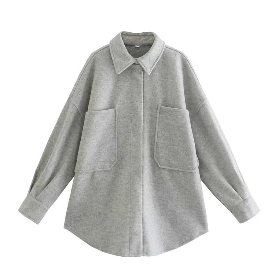 Women's Streetwear Solid Color Single Breasted Woolen Coat Woolen Coat