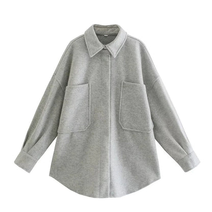 Women's Streetwear Solid Color Single Breasted Woolen Coat Woolen Coat