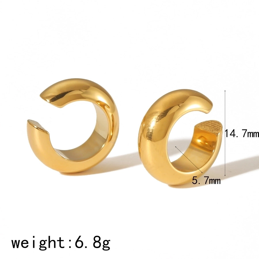 1 Pair Vintage Style Round Polishing Plating 304 Stainless Steel Ear Cuffs