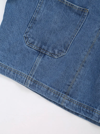 Daily Women's Simple Style Classic Style Solid Color Denim Pocket Skirt Sets Skirt Sets