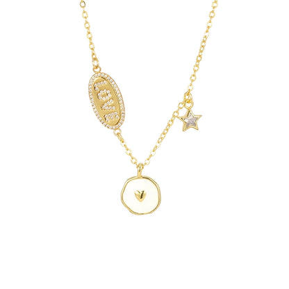 Jewelry IG Style Letter Star Copper Enamel Necklace