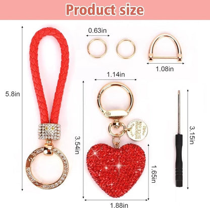 hot sale women's car keychain full diamond peach heart key chain Valentine's Day love keychain bag pendant