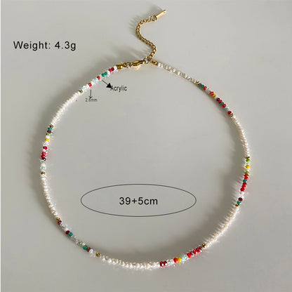 Casual Vintage Style Fish 18K Gold Plated 316L Stainless Steel  Arylic Beaded Chain Beaded Necklaces