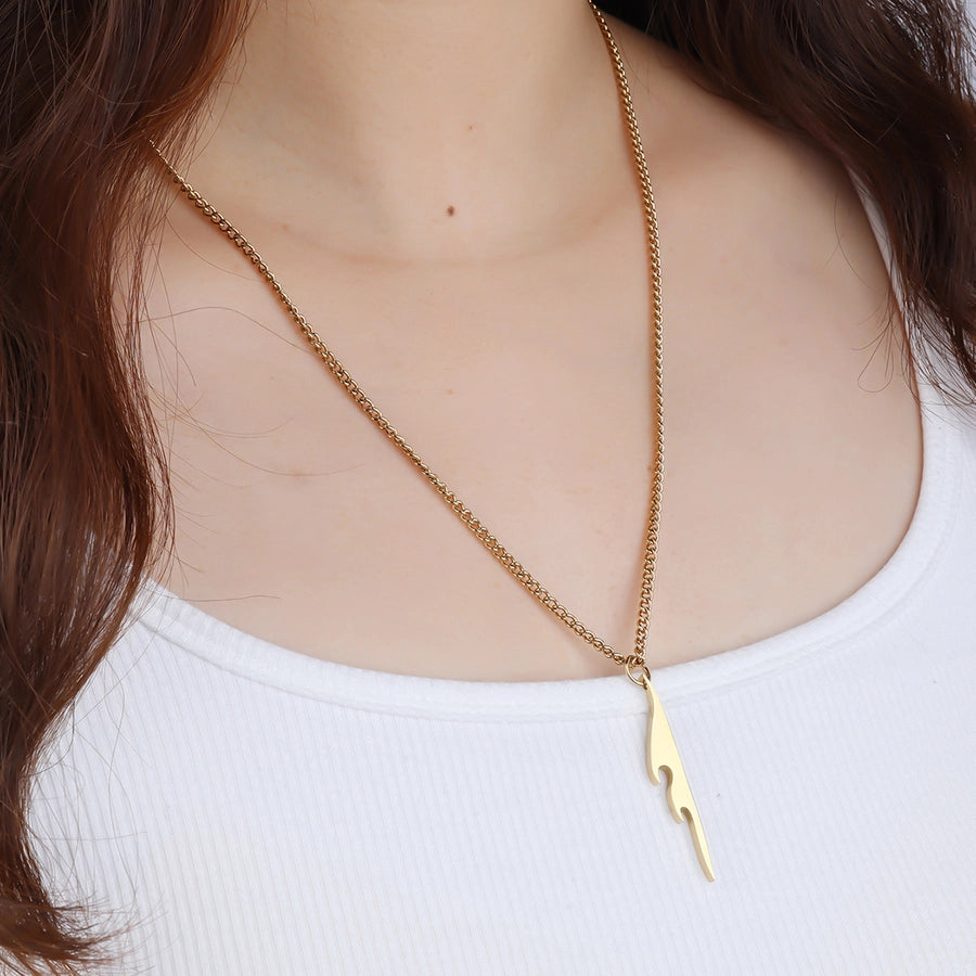 Jewelry Casual Round 304 Stainless Steel 18K Gold Plated Pendant Necklace