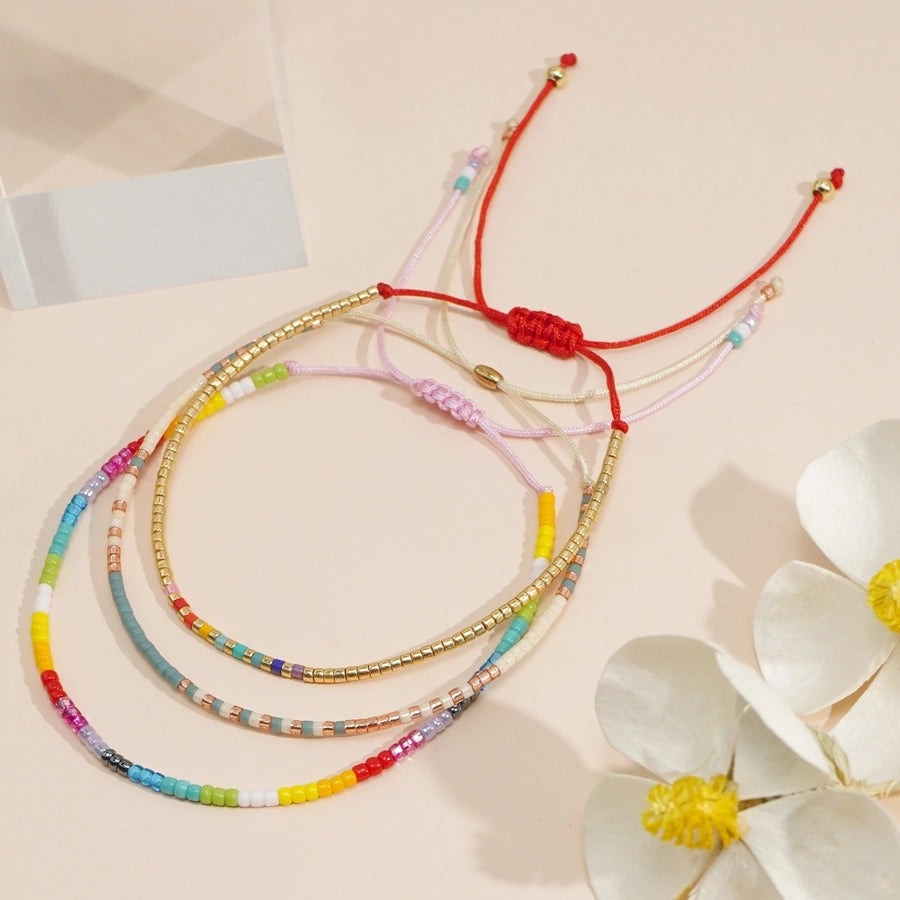 Bohemian Round Seed Bead Wax line Copper  Beaded Bracelets