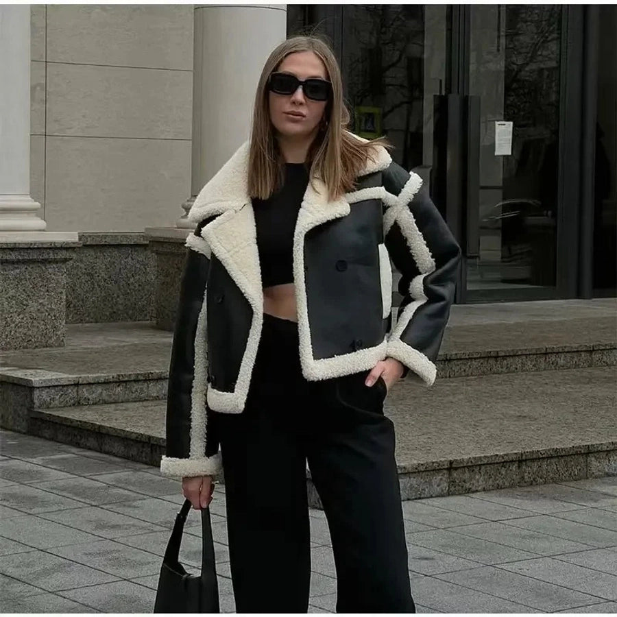 Women's Preppy Style Color Block Coat