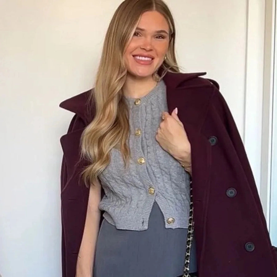 Women's Preppy Style Solid Color Coat Woolen Coat