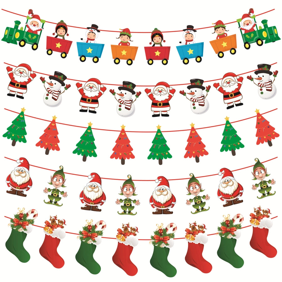 Christmas Paper Flag Christmas Window Hotel Scene Decoration Flag  Santa Claus Flag