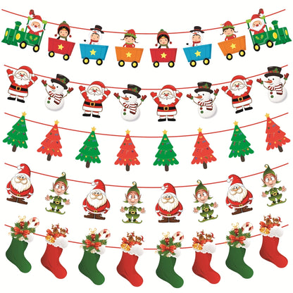 Christmas Paper Flag Christmas Window Hotel Scene Decoration Flag  Santa Claus Flag