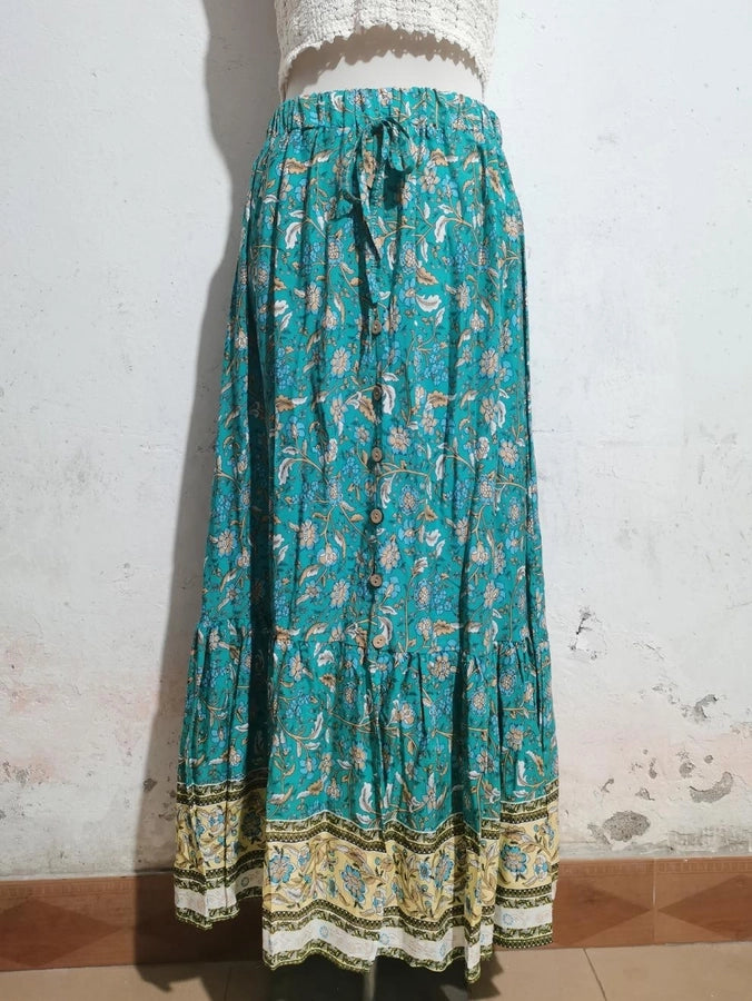 Summer Vacation Printing Polyester Maxi Long Dress Skirts