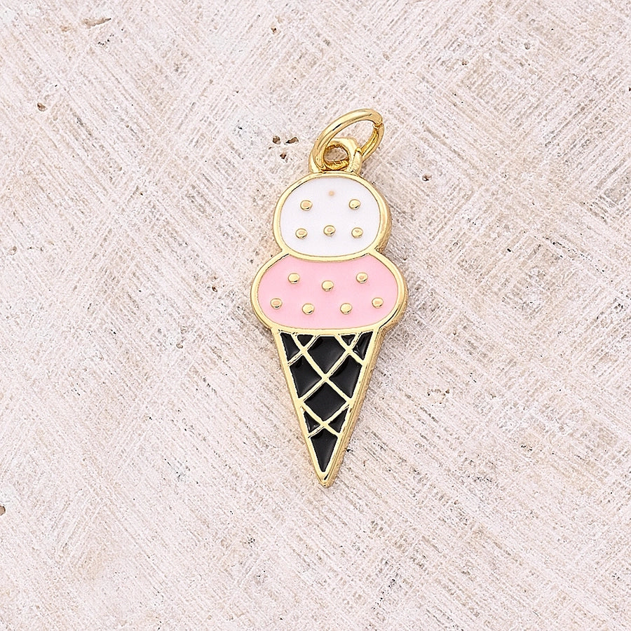 1 Pc/Package 22.5x10mm 23.5x10mm Hole 3~3.9mm Copper 18K Gold Plated Ice Cream Ice Cream Polished Pendant Jewelry Accessories