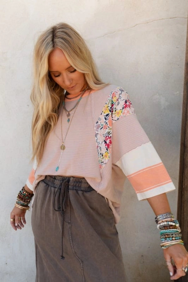 Hoodies & Sweatshirts 3/4 Length Sleeve Casual Streetwear Color Block Stripe