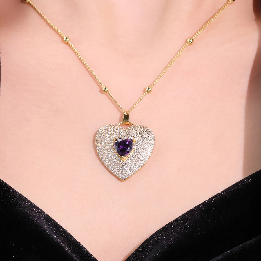Jewelry Vintage Style Classic Style Heart Shape Copper Zircon Plating Pendant Necklace