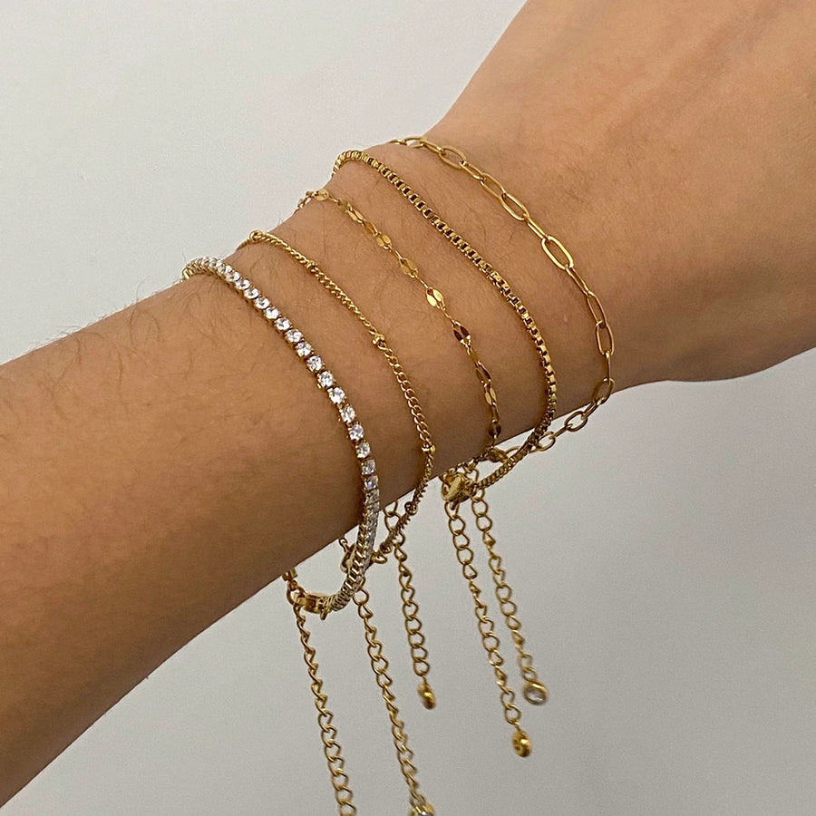 Simple Style Classic Style Geometric 304 Stainless Steel Paperclip Chain box chain Tennis Chain Bracelets In Bulk Stainless Steel Bracelets