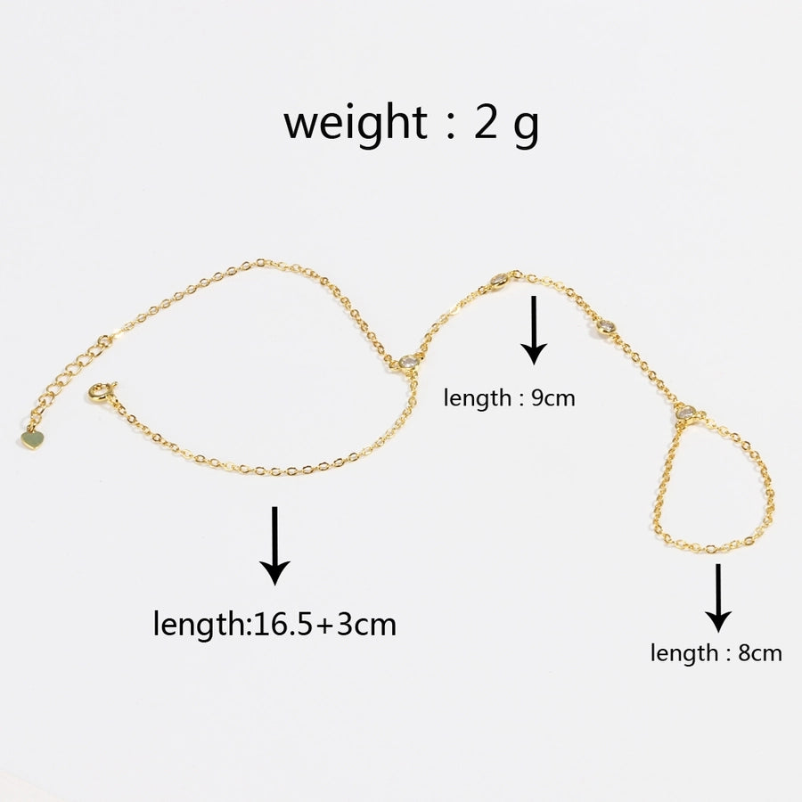 Jewelry Cute Sweet Simple Style Splicing Copper Zircon 18K Gold Plated White Gold Plated Bracelets