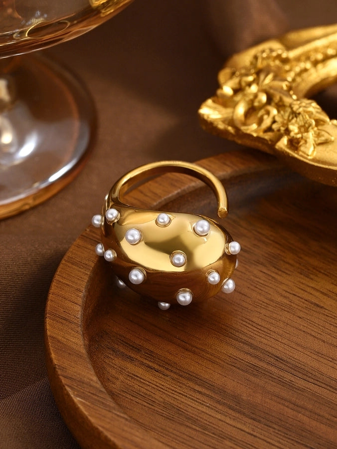 Jewelry Elegant Classical Vintage Style Geometric Water Droplets 316L Stainless Steel  Titanium Steel Wide Band Rings Open Rings