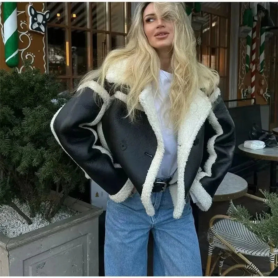 Women's Preppy Style Color Block Coat