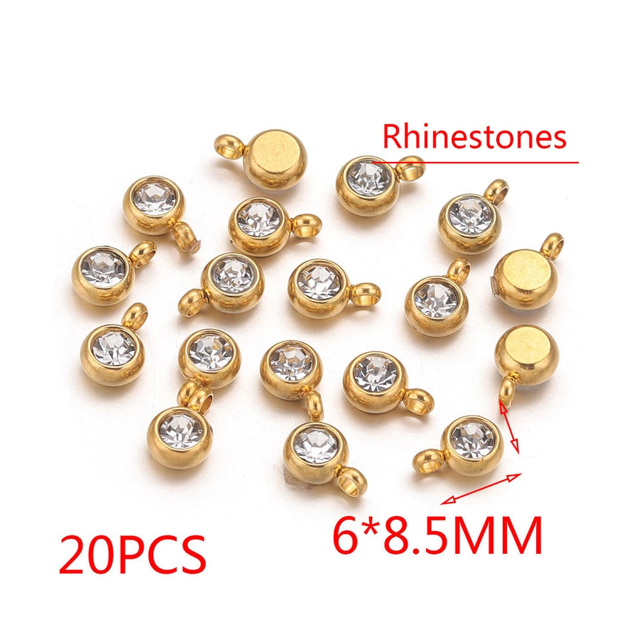 20 PCS/Package Diameter 6 mm 304 Stainless Steel Geometric Pendant Jewelry Accessories