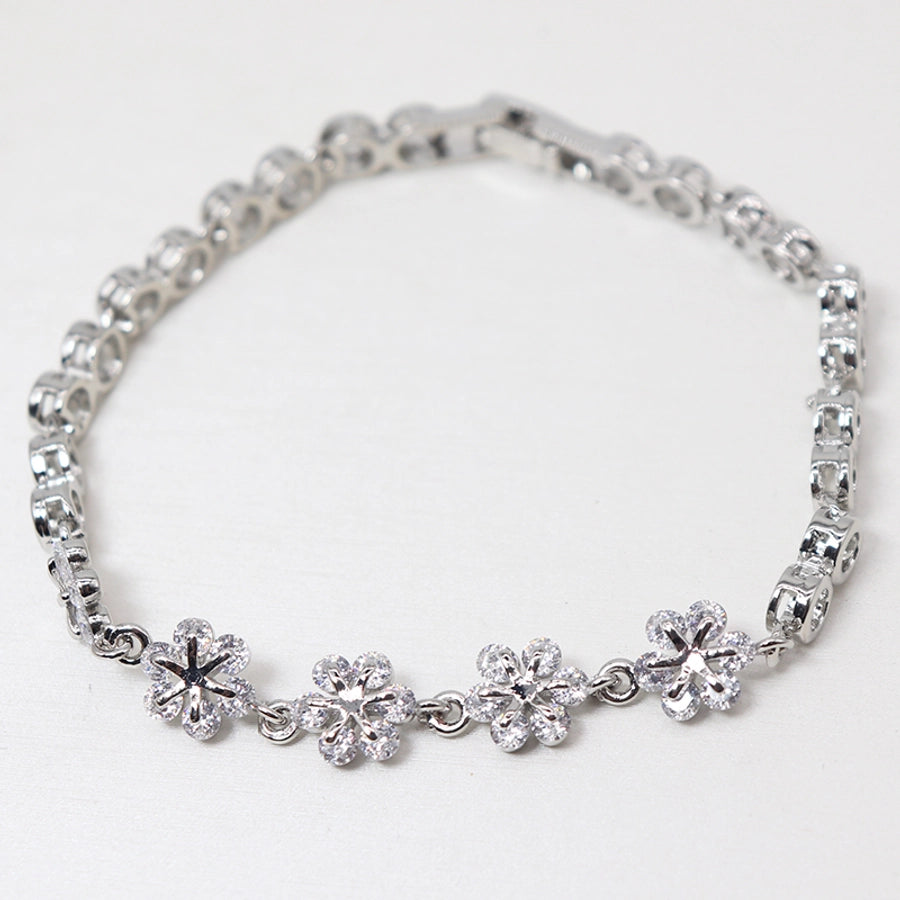 Copper  Heart Shape Flower Zircon Bracelets
