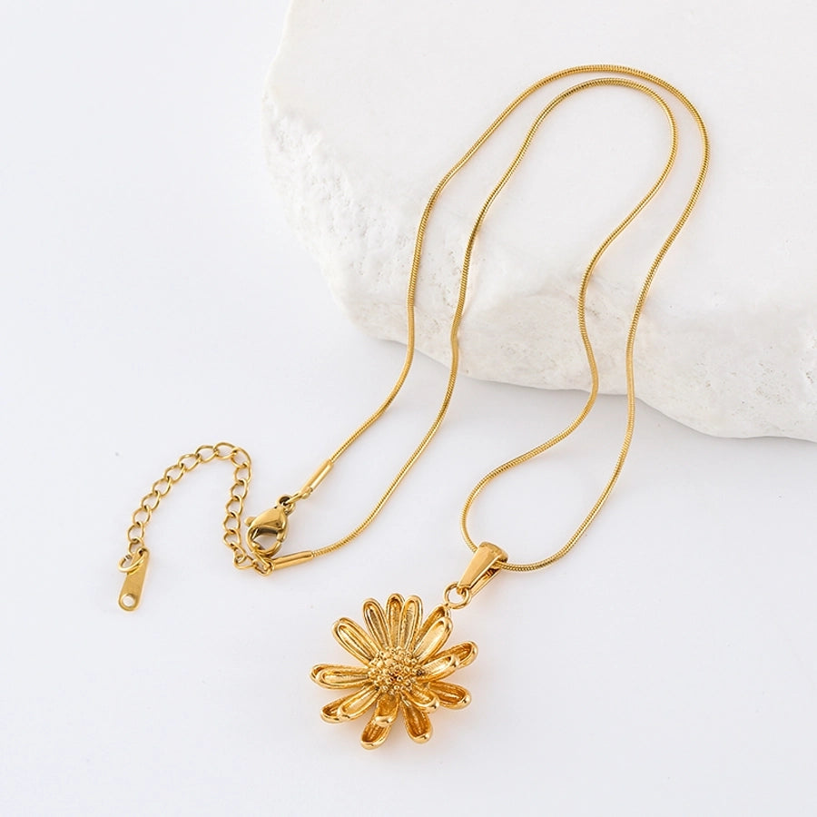 Jewelry Casual Elegant Classic Style Petal 304 Stainless Steel Pendant Necklace