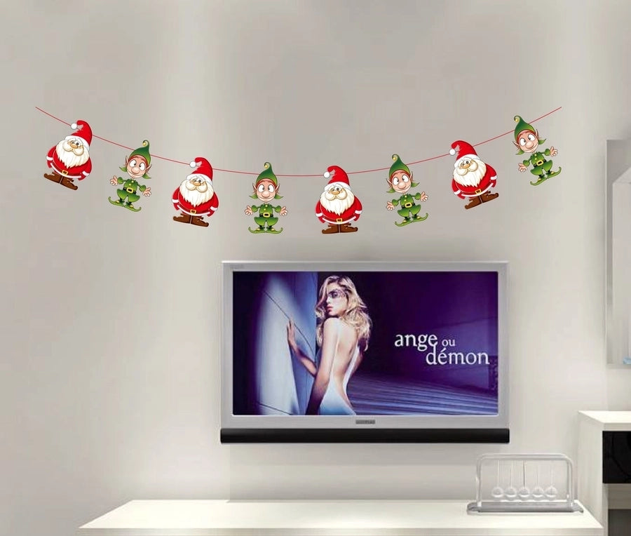 Christmas Paper Flag Christmas Window Hotel Scene Decoration Flag  Santa Claus Flag