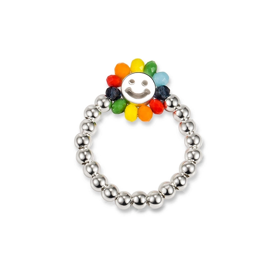Sterling Silver Smile Face Flower Rings