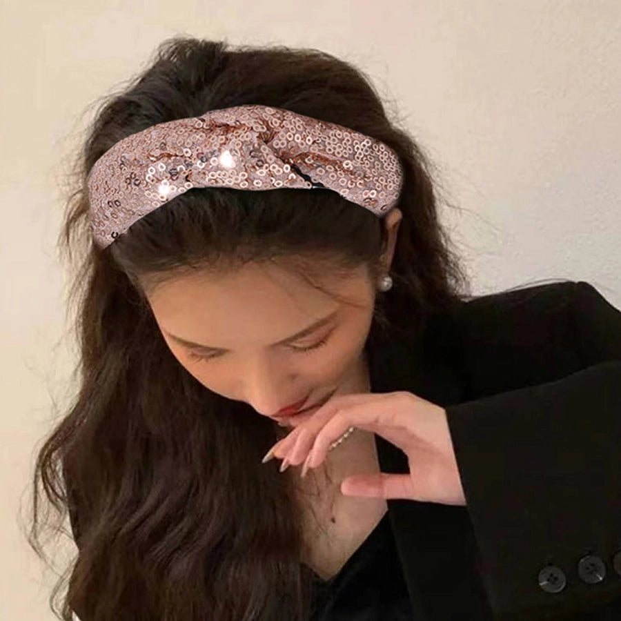 Women's Sweet Simple Style Colorful Solid Color Polyester Sequins Hair Band