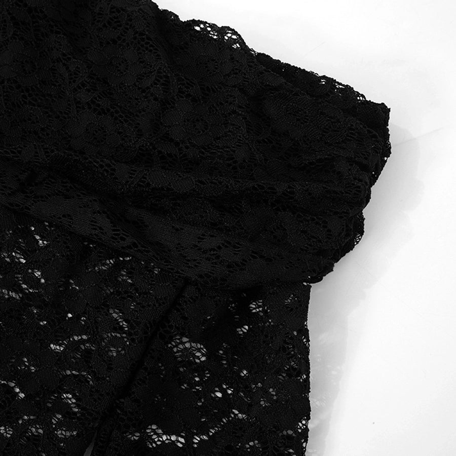 Women's Hip skirt Sexy Boat Neck Long Sleeve Solid Color Above Knee Masquerade