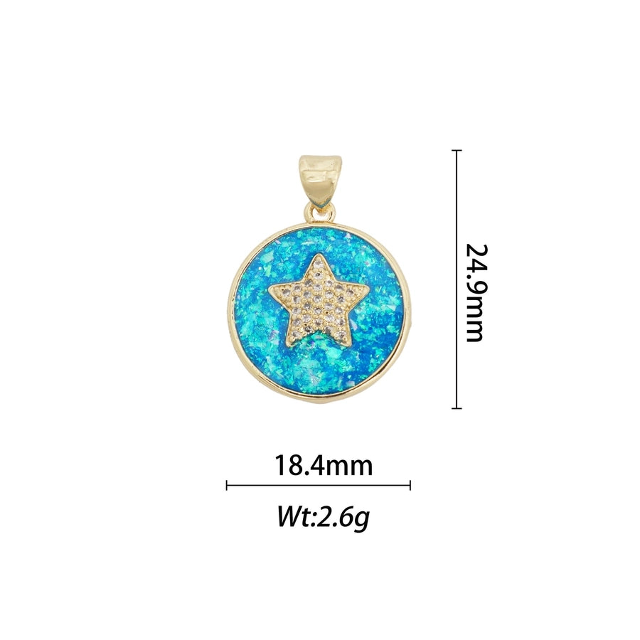 1 Piece Copper Zircon Geometric Star Pendant
