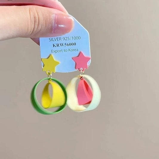 1 Pair IG Style Circle Star Asymmetrical Alloy Drop Earrings Ear Cuffs