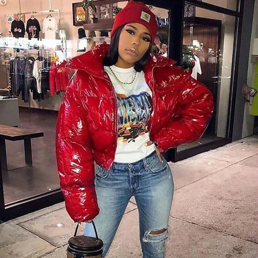 Women's Streetwear Solid Color Zipper Coat cotton clothes