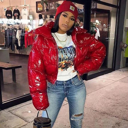 Women's Streetwear Solid Color Zipper Coat cotton clothes