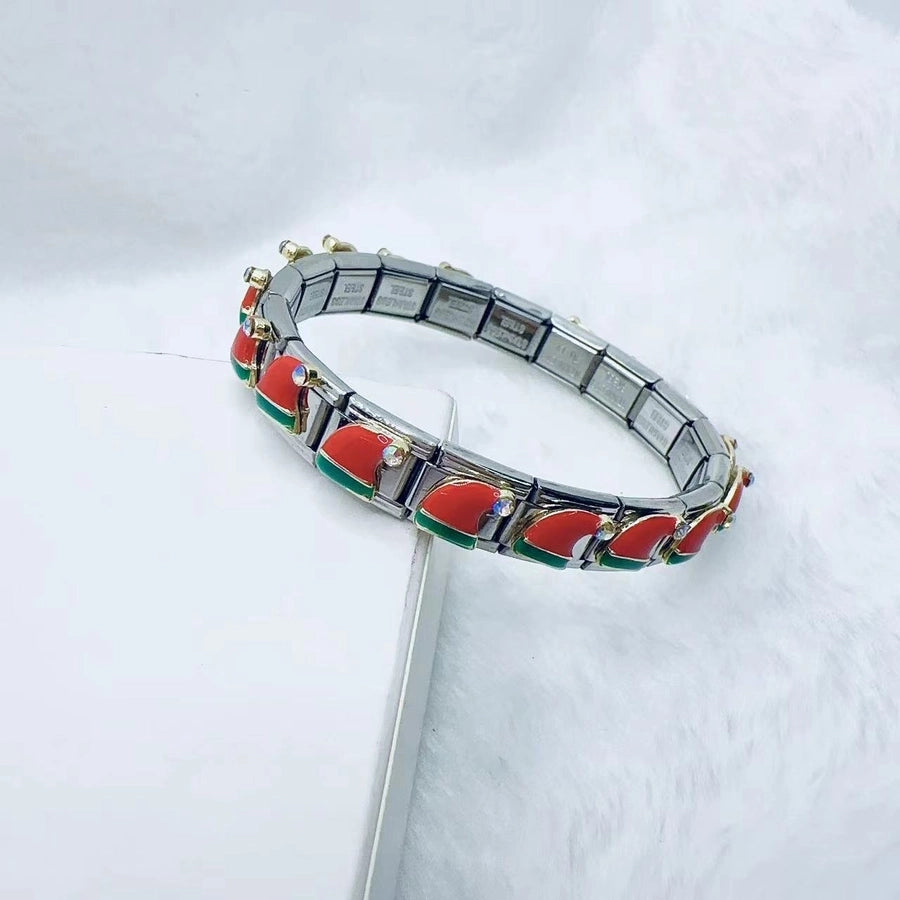 Simple Style Christmas Hat Santa Claus Christmas Socks 304 Stainless Steel Zircon Bracelets In Bulk Stainless Steel Bracelets