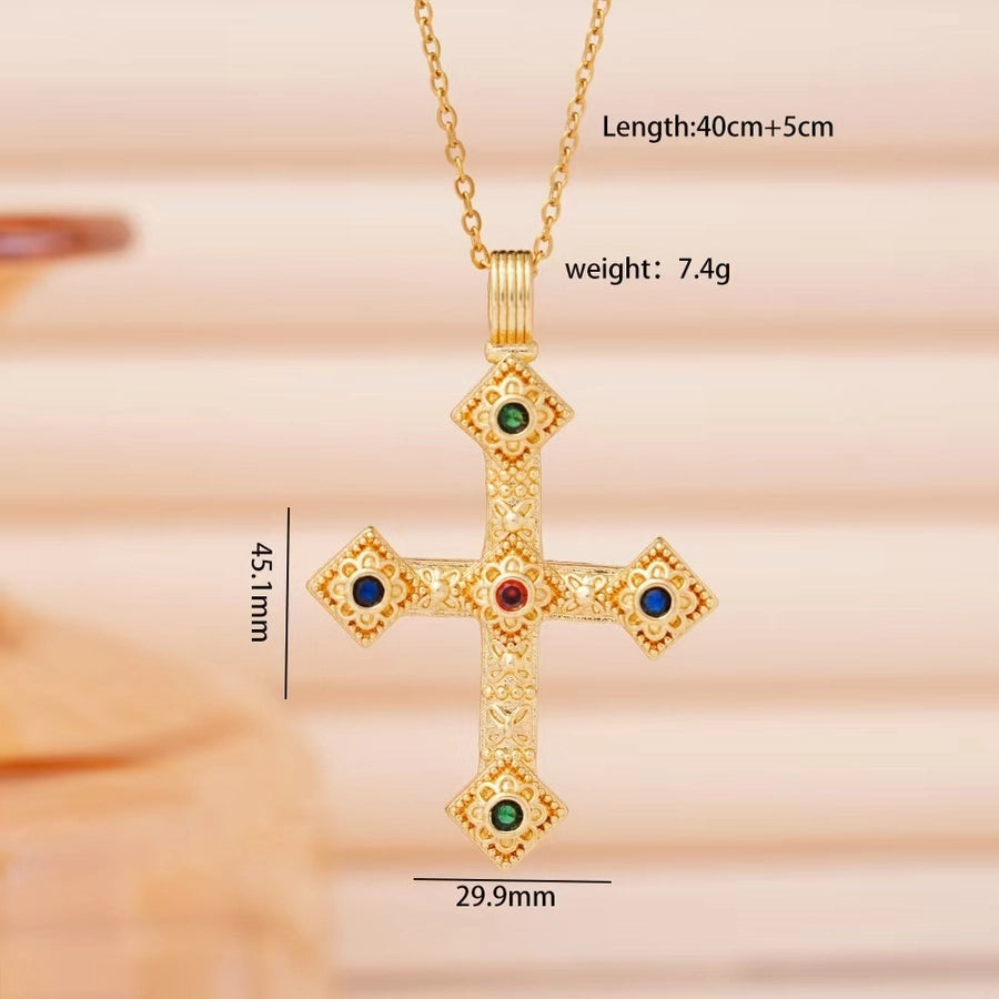 Jewelry Cute Lady Shiny Cross Alloy Copper Pendant Necklace